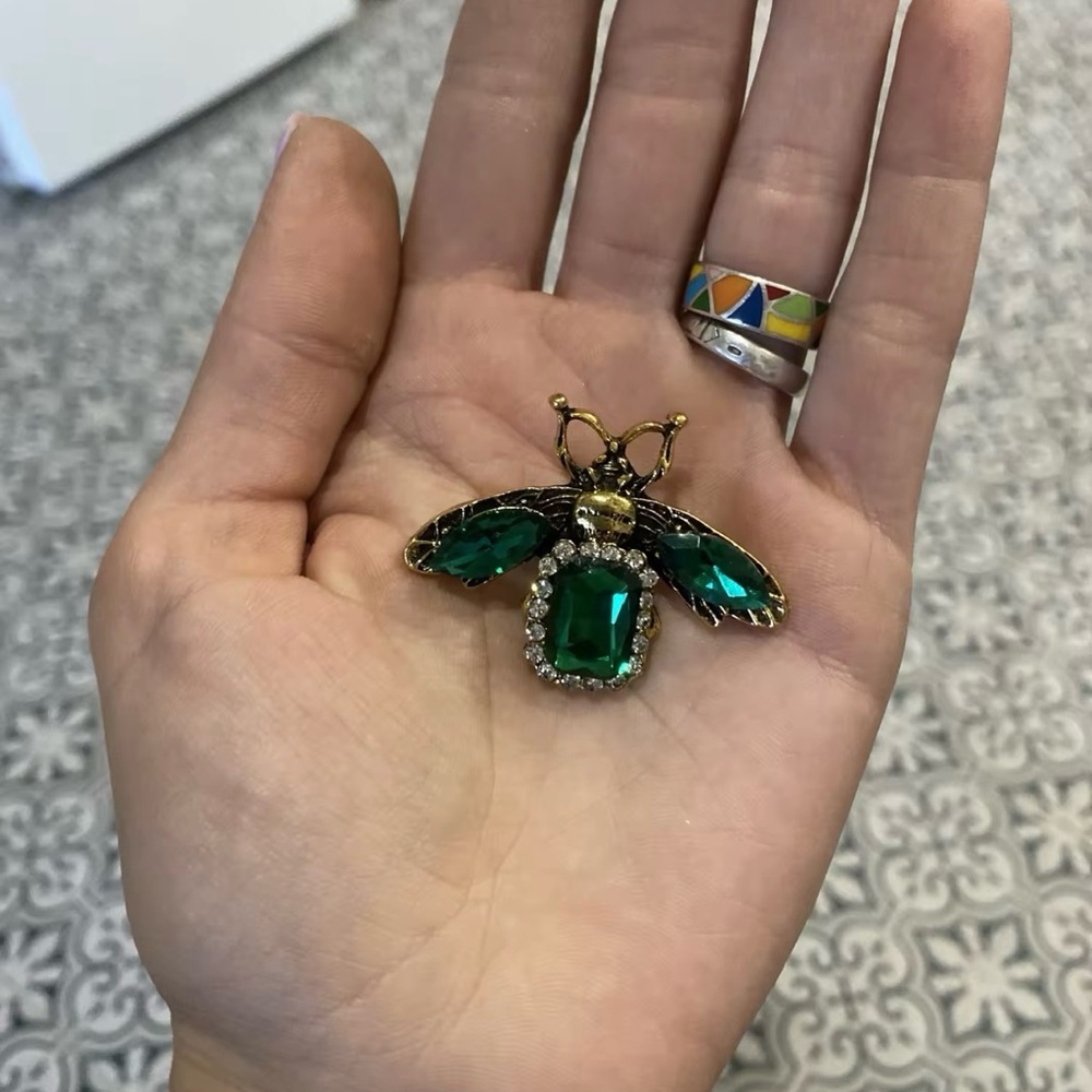 Vintage Bee Rhinestone Brooch Retro Women Crystal Insect - Picture 3 of 5